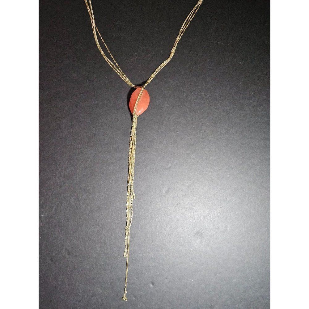 Banana Republic gold tone pink necklace 43-46"
